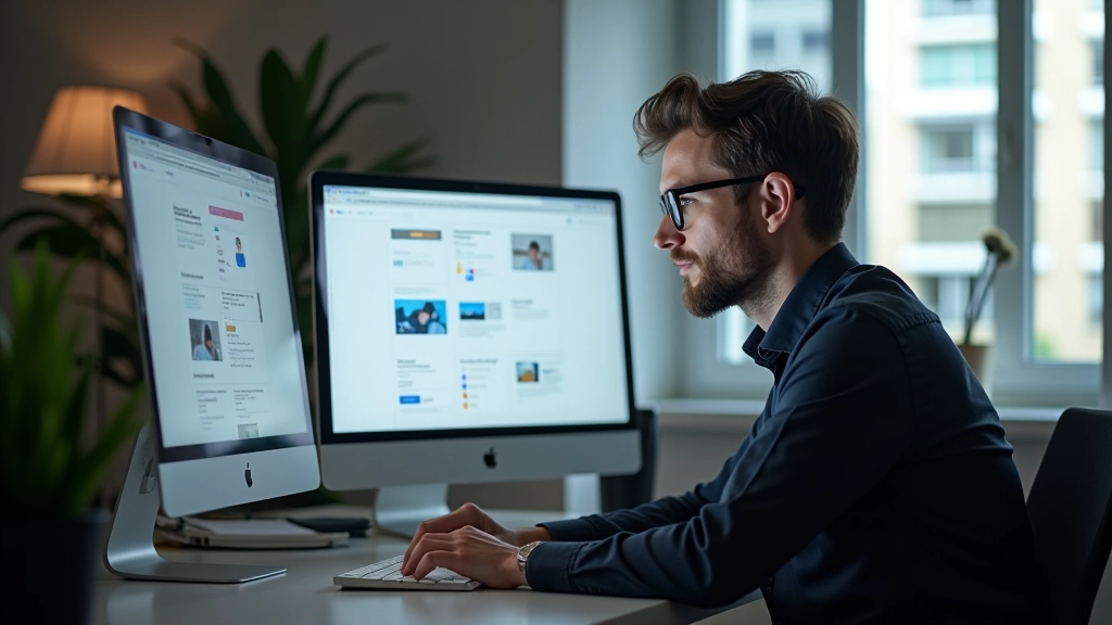 Designer working on interactive prototype at desktop with multiple windows showing wireframes and design specifications